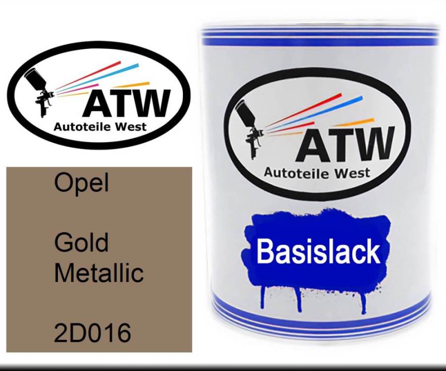 Opel, Gold Metallic, 2D016: 1L Lackdose, von ATW Autoteile West.